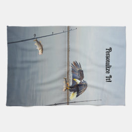 カスタマイズ可能なイーグルスティーティングベース魚釣り キッチンタオル