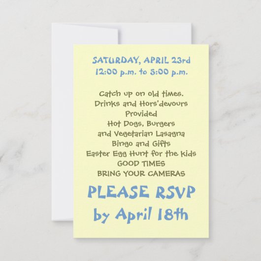 カスタマイズ可能なイースターお祝い招待状 招待状 (裏面)