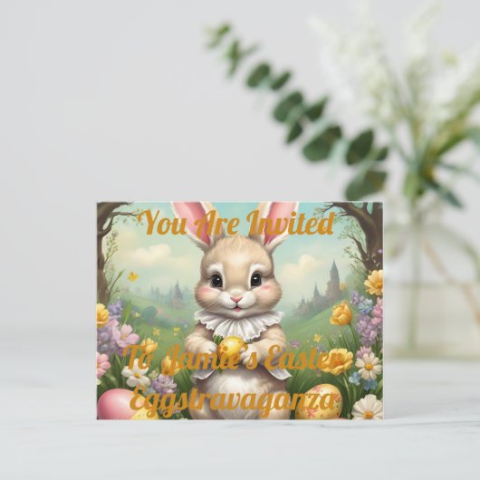 カスタマイズ可能なイースターエグストラバガンザ、イースター、 インビテーションポストカード (スタンド正面)