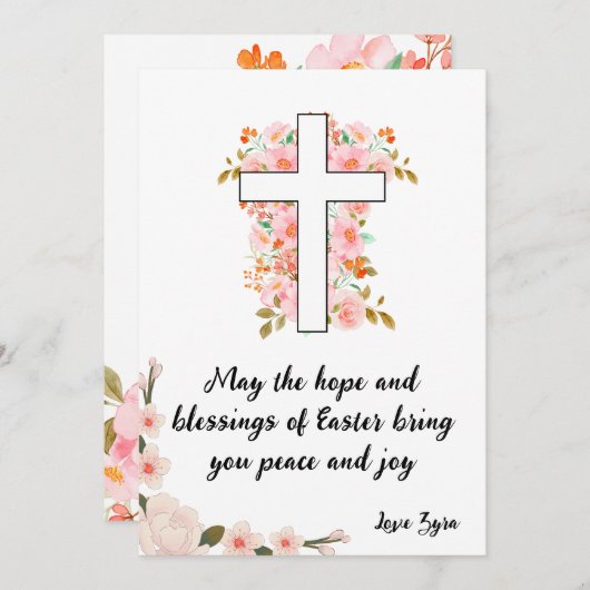 カスタマイズ可能なイースターカード – 希望と恵み 案内状 (正面/裏面)