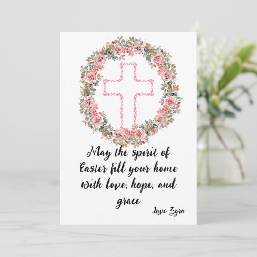 カスタマイズ可能なイースターカード：愛、希望、恵み 案内状 (スタンド正面)