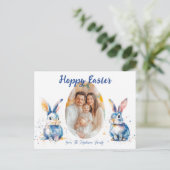 カスタマイズ可能な🐇イースターバニーデュオの喜び シーズンポストカード (スタンド正面)