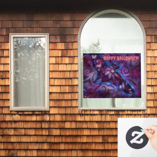 カスタマイズ可能なウィンドウ固定ハッピーハローウィンこうもり ウィンドウサイン (ホームウィンドウ)