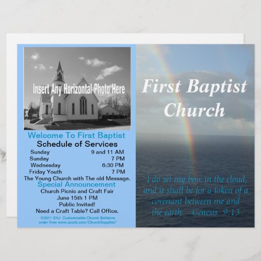 カスタマイズ可能なウィークリー教会の公報(内空白の) (正面/裏面)