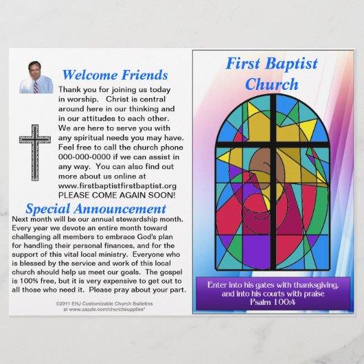 カスタマイズ可能なウィークリー教会の公報(内空白の) (正面)