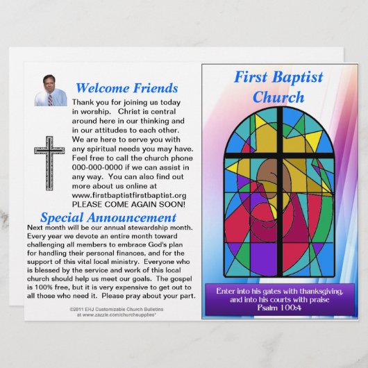カスタマイズ可能なウィークリー教会の公報(内空白の) (正面/裏面)