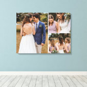 カスタマイズ可能なウェディング　３つの写真　シンプルなレイアウト キャンバスプリント (インサイチュ (ウッドフロア))