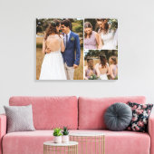 カスタマイズ可能なウェディング　３つの写真　シンプルなレイアウト キャンバスプリント (インサイチュ (リビング))
