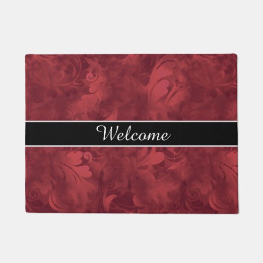 カスタマイズ可能なウェルカムマットの赤いフェザーパターン ドアマット (正面)