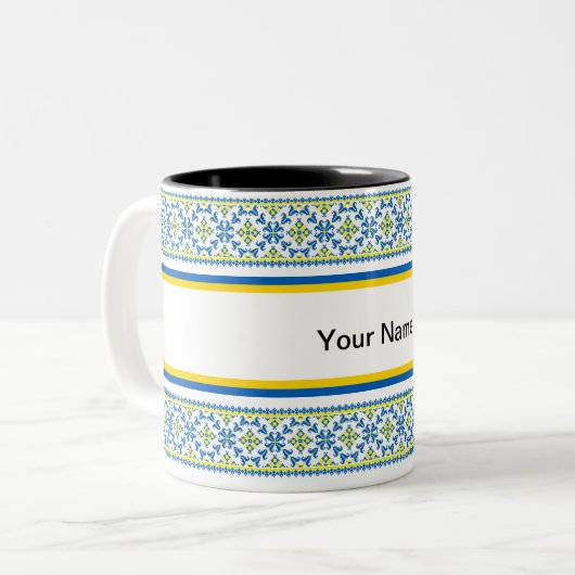カスタマイズ可能なウクライナヴィシュバンカ刺繍マグ ツートーンマグカップ (正面左)