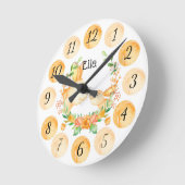 カスタマイズ可能なウサギ子供部屋時計 ラウンド壁時計 (傾斜)