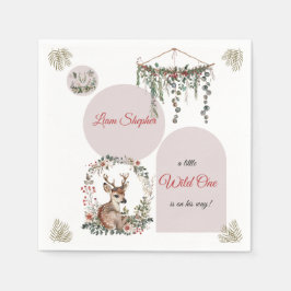 カスタマイズ可能なウッドランドをテーマにした緑の赤ちゃんシャワー スタンダードカクテルナプキン