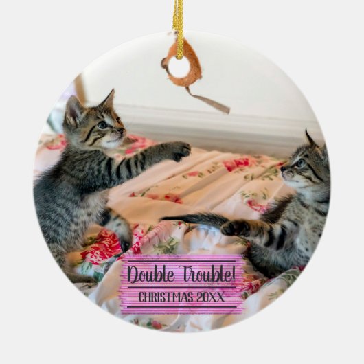 カスタマイズ可能なウッドランドクリスマスオーナメント セラミックオーナメント (裏面)