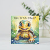 カスタマイズ可能なウミガメの誕生日とぬりえページ カード (スタンド正面)