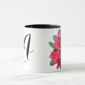 カスタマイズ可能なエイミー名かわいらし赤い花フローラ マグカップ (中央)