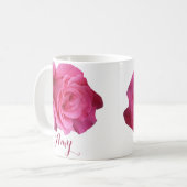 カスタマイズ可能なエイミー名ピンクのバラ花boho コーヒーマグカップ (正面左)