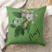 カスタマイズ可能なエイミー名フローラリンゴ花ハイゲ クッション (ブランケット)