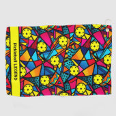 カスタマイズ可能なエネルギッシュなピックルボールフロー ゴルフタオル (横)