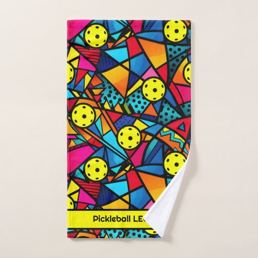 カスタマイズ可能なエネルギッシュなピックルボールフロー ハンドタオル (ハンドタオル)