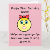 カスタマイズ可能なエマへのハッピーバースデー- カード (黄色い花)