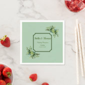 カスタマイズ可能なエメラルドグリーン結婚フラワーズナプキン スタンダードカクテルナプキン (インサイチュ)