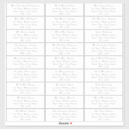 カスタマイズ可能なエレガントなウェディングゲスト住所 シール