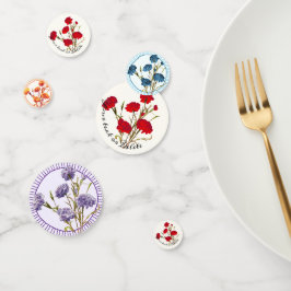 カスタマイズ可能なエレガントなヴィンテージ フラワー 赤いカーネーション コンフェッティ