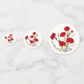 カスタマイズ可能なエレガントなヴィンテージ フラワー 赤いカーネーション コンフェッティ (正面)