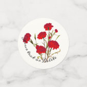 カスタマイズ可能なエレガントなヴィンテージ フラワー 赤いカーネーション コンフェッティ (スモール正面)