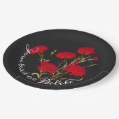 カスタマイズ可能なエレガントなヴィンテージ フラワー 赤いカーネーション ペーパープレート (アングル)