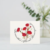 カスタマイズ可能なエレガントなヴィンテージ フラワー 赤いカーネーション ポストカード (スタンド正面)