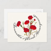 カスタマイズ可能なエレガントなヴィンテージ フラワー 赤いカーネーション ポストカード (正面/裏面)
