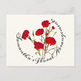 カスタマイズ可能なエレガントなヴィンテージ フラワー 赤いカーネーション ポストカード