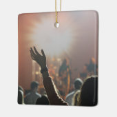 カスタマイズ可能なエレガント両面スクロール2写真 セラミックオーナメント (左)