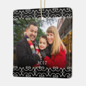 カスタマイズ可能なエレガント両面スクロール2写真 セラミックオーナメント (左)