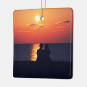 カスタマイズ可能なエレガント両面スクロール2写真 セラミックオーナメント (左)