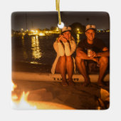 カスタマイズ可能なエレガント両面スクロール2写真 セラミックオーナメント (正面)