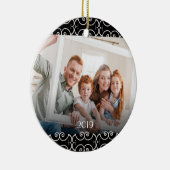 カスタマイズ可能なエレガント両面スクロール2写真 セラミックオーナメント (右)