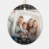 カスタマイズ可能なエレガント両面スクロール2写真 セラミックオーナメント (左)