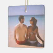 カスタマイズ可能なエレガント両面スクロール2写真 セラミックオーナメント (左)