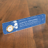 カスタマイズ可能なエンジニアの青写真のスタイル デスクネームプレート (側面)