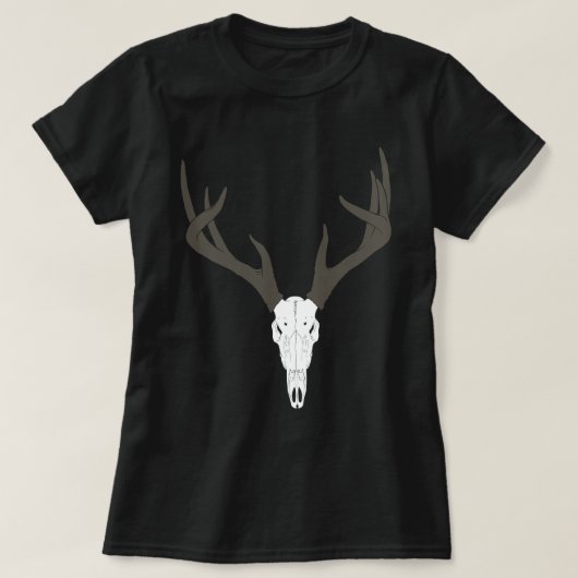 カスタマイズ可能なオジロジカの頭蓋骨 Tシャツ (デザイン正面)