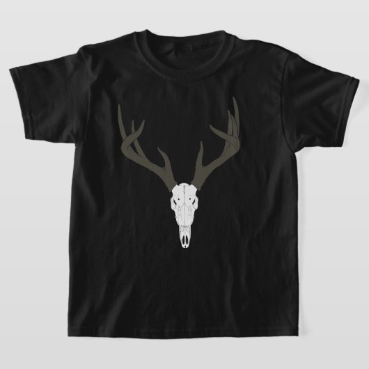 カスタマイズ可能なオジロジカの頭蓋骨 Tシャツ (レイダウン)