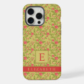 カスタマイズ可能なオリーブグリーンフローラピンクのバラ花 iPhoneケース (裏面)