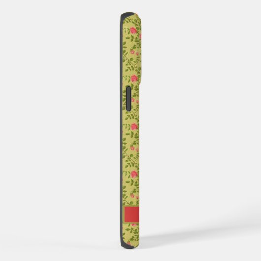 カスタマイズ可能なオリーブグリーンフローラピンクのバラ花 iPhoneケース (右側面)