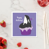 カスタマイズ可能なオルカキラークジラ誕生日ナプキンス スタンダードカクテルナプキン (インサイチュ)