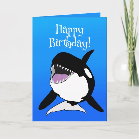 カスタマイズ可能なオルカキラークジラ誕生日 カード (正面)