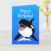 カスタマイズ可能なオルカキラークジラ誕生日 カード (黄色い花)