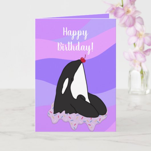 カスタマイズ可能なオルカキラークジラ誕生日 カード (蘭)
