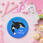カスタマイズ可能なオルカキラークジラ誕生日 ペーパープレート (パーティー)